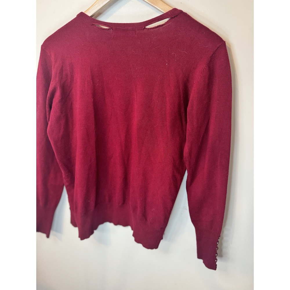 Active USA Classic Women's Sweater Red With Buttons & Sleeve Buttons Size Small - Picture 9 of 9